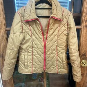 Vintage R.O.C. Tan Puffer Jacket with Red Accents